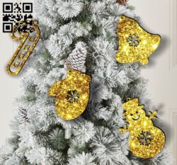 Christmas tree decoration toys E0012325 file cdr and dxf free vector download for Laser cut