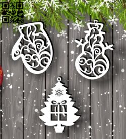 Christmas tree decoration toys E0012327 file cdr and dxf free vector download for Laser cut
