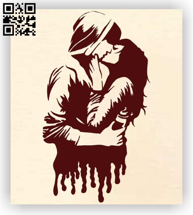 Couple kissing E0012411 file cdr and dxf free vector download for laser engraving machines