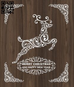 Deer Merry Christmas E0012404 file cdr and dxf free vector download for laser cut