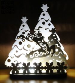 Deer and Christmas tree light E0012481 file cdr and dxf free vector download for laser cut