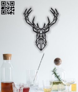 Deer head Mural E0012457 file cdr and dxf free vector download for laser cut plasma