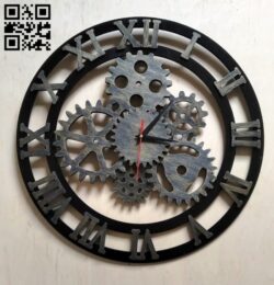 Gear clock E0012316 file cdr and dxf free vector download for laser cut