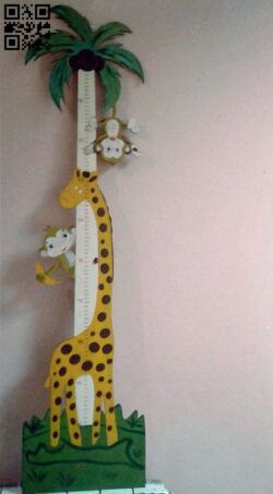 Giraffe and monkey height ruler E0012483 file cdr and dxf free vector download for laser cut