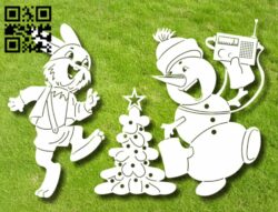 Hare and snowman E0012259 file cdr and dxf free vector download for laser engraving machines