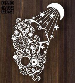 Lady with Moon E0012463 file cdr and dxf free vector download for laser cut