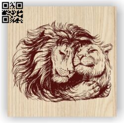 Lion couple E0012413 file cdr and dxf free vector download for laser engraving machines