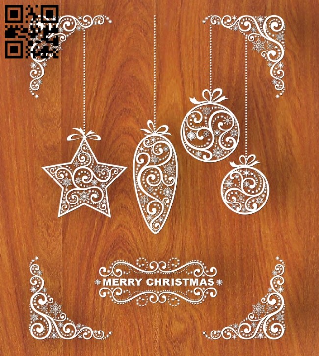 Merry Christmas E0012402 file cdr and dxf free vector download for laser engraving machines