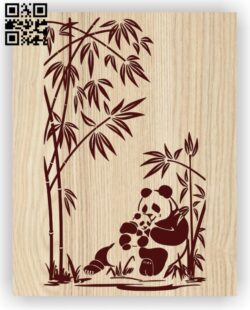 Mother panda and baby panda E0012467 file cdr and dxf free vector download for laser engraving machines