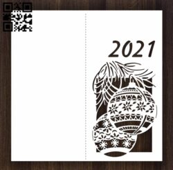 New Year card E0012521 file cdr and dxf free vector download for laser cut