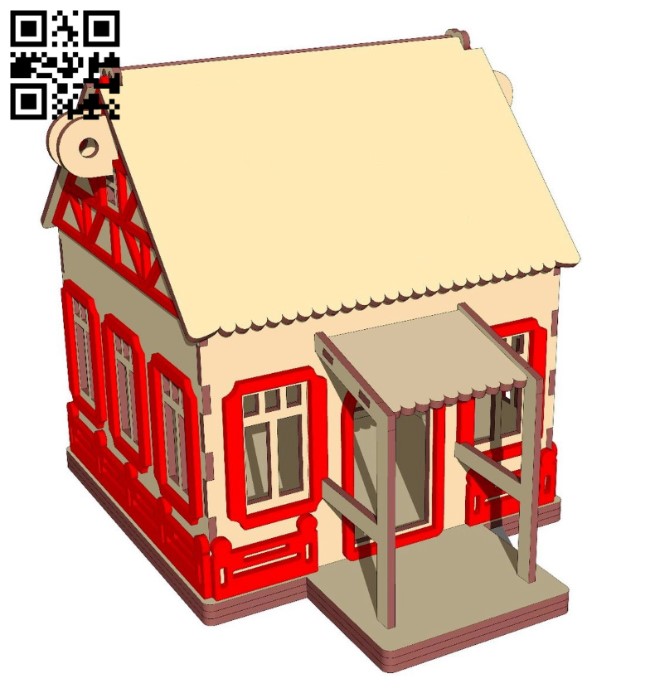 New Year's house E0012279 file cdr and dxf free vector download for laser cut
