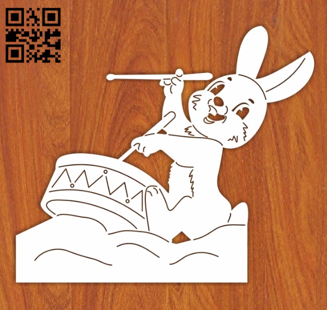 Rabbit hit the drum E0012257 file cdr and dxf free vector download for laser engraving machines