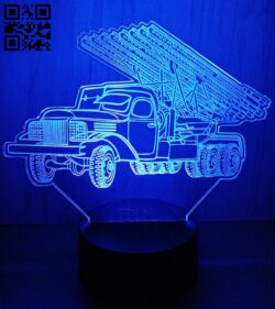 3D illusion led lamp rocket truck E0012458 file cdr and dxf free vector download for laser engraving machines
