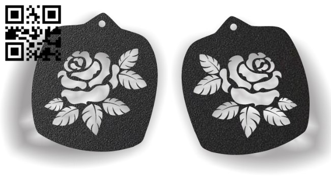 Rose earrings E0012292 file cdr and dxf free vector download for laser cut
