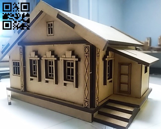 Rural house E0012433 file cdr and dxf free vector download for laser cut