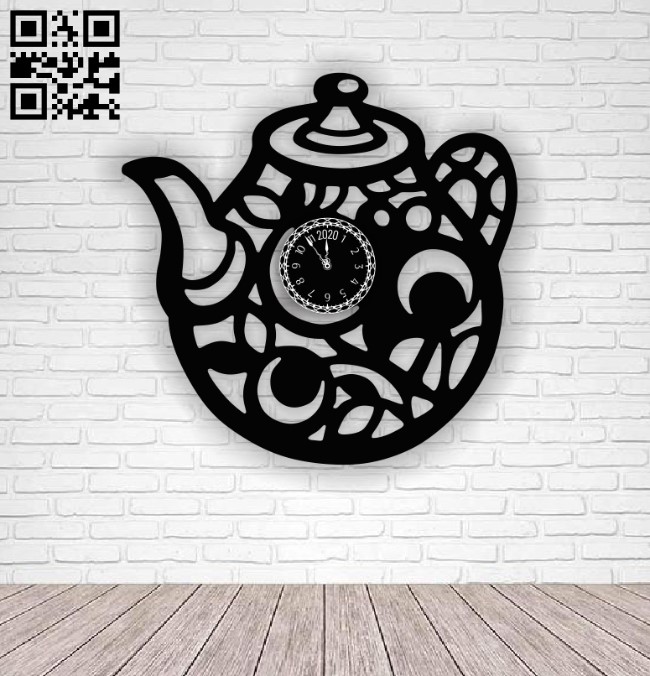 Teapot clock E0012431 file cdr and dxf free vector download for laser cut
