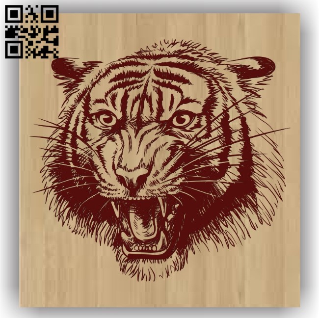 Tiger head E0012549 file cdr and dxf free vector download for laser engraving machines