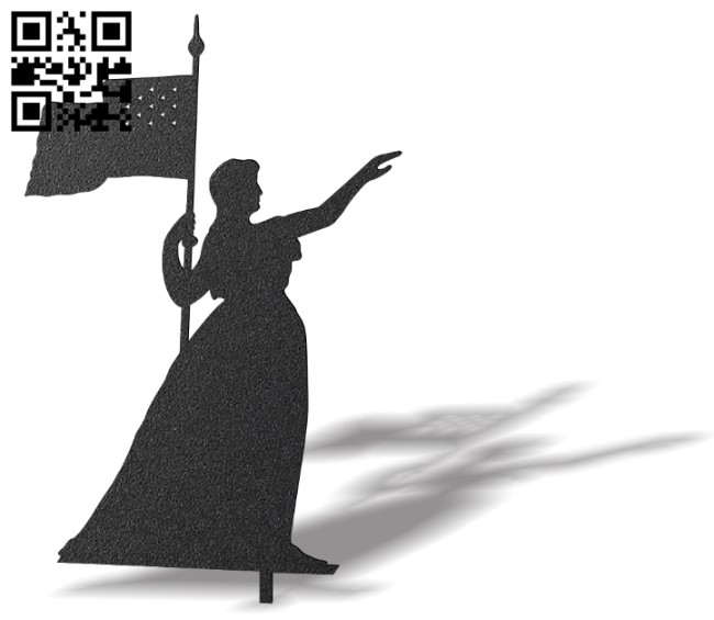 Woman with flag E0012447 file cdr and dxf free vector download for laser cut plasma