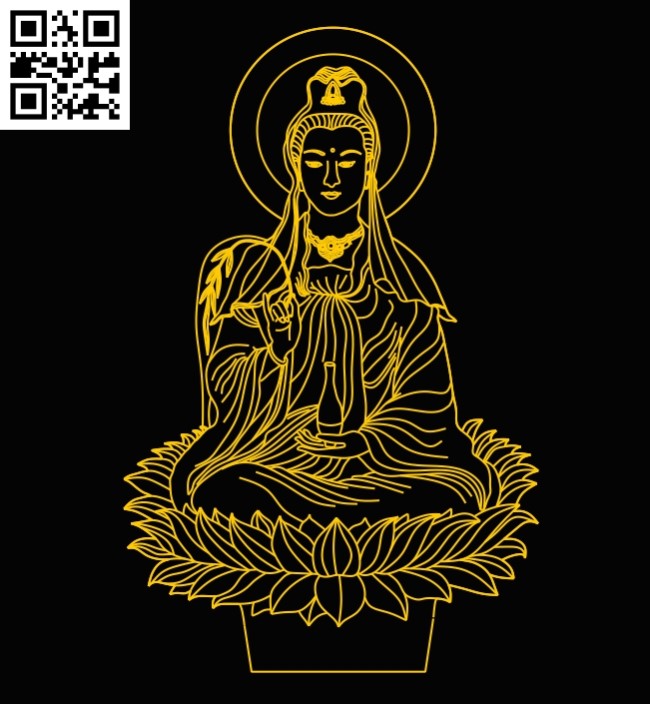 3D illusion led lamp Bodhisattva E0012874 file cdr and dxf free vector download for laser engraving machines