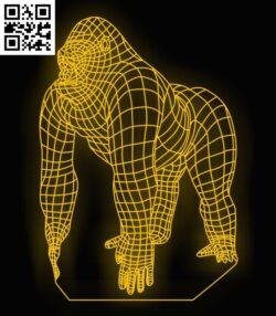 3D illusion led lamp King Kong E0012873 file cdr and dxf free vector download for laser engraving machines