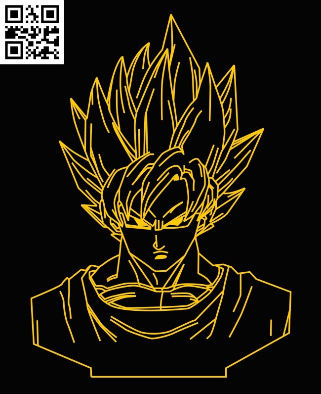 3D illusion led lamp Songoku E0012876 file cdr and dxf free vector download for laser engraving machines