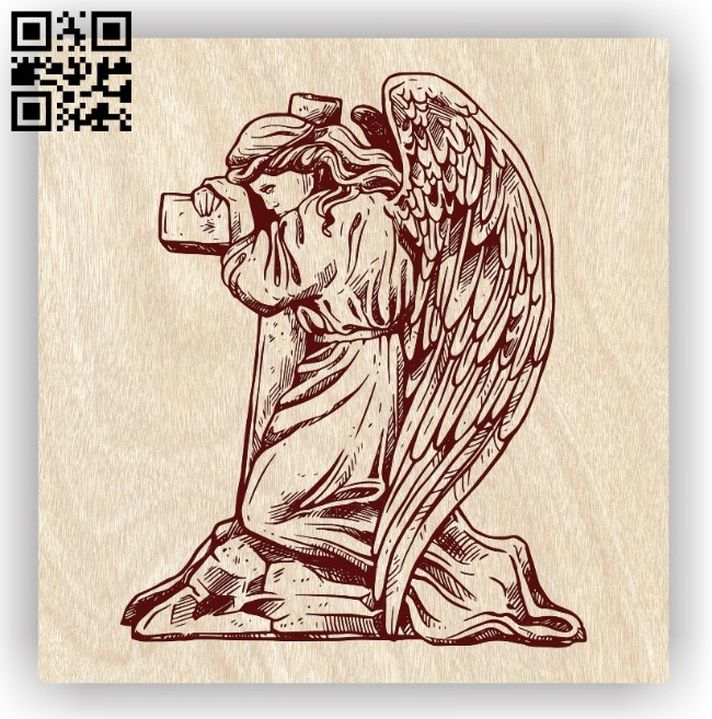 Angel with cross E0012720 file cdr and dxf free vector download for laser engraving machines