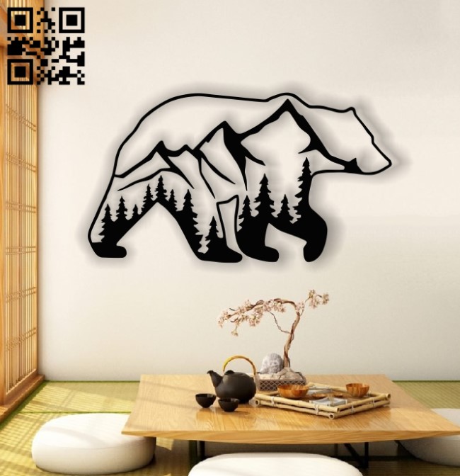 Bear panel E0012880 file cdr and dxf free vector download for laser cut plasma