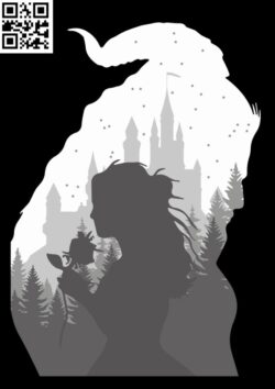Beauty and the Beast light box E0012617 file cdr and dxf free vector download for laser cut