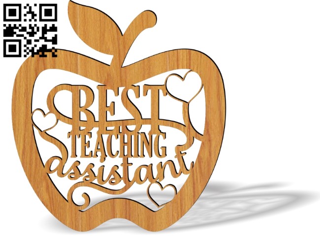 Best teaching assistant apple E0012639 file cdr and dxf free vector download for laser cut