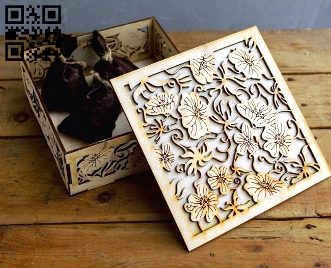 Box with flowers E0012898 file cdr and dxf free vector download for laser cut