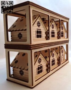 Country houses in a box E0012710 file cdr and dxf free vector download for laser cut