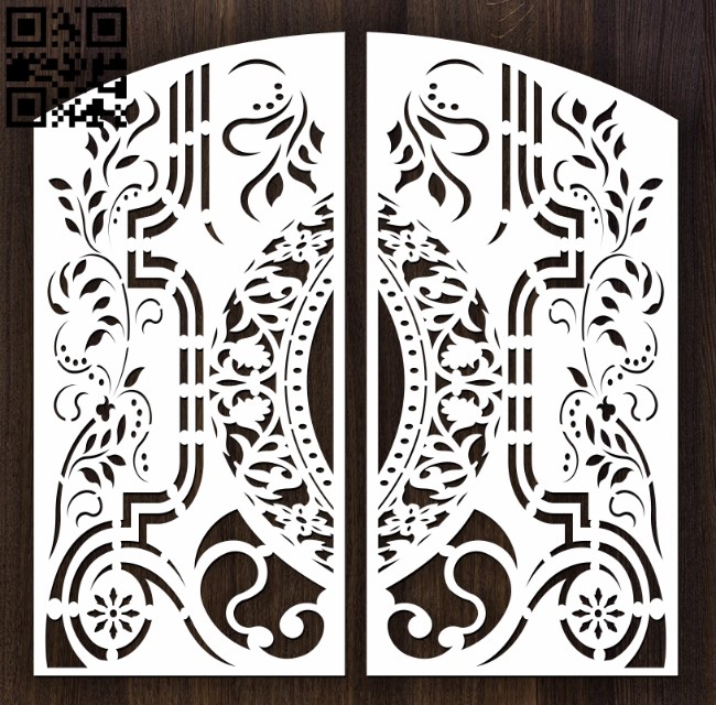 Design pattern door E0012632 file cdr and dxf free vector download for laser cut