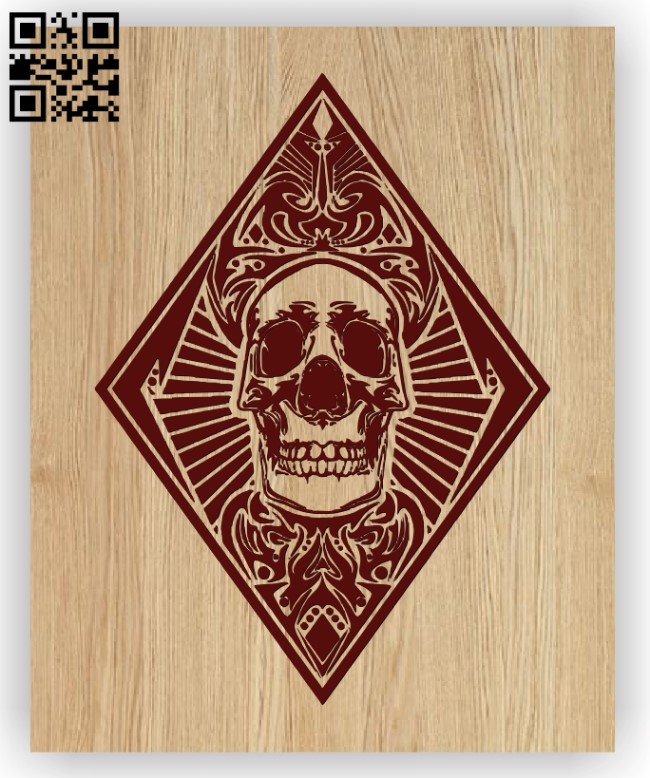Diamond Card with skull E0012776 file cdr and dxf free vector download for laser engraving machines