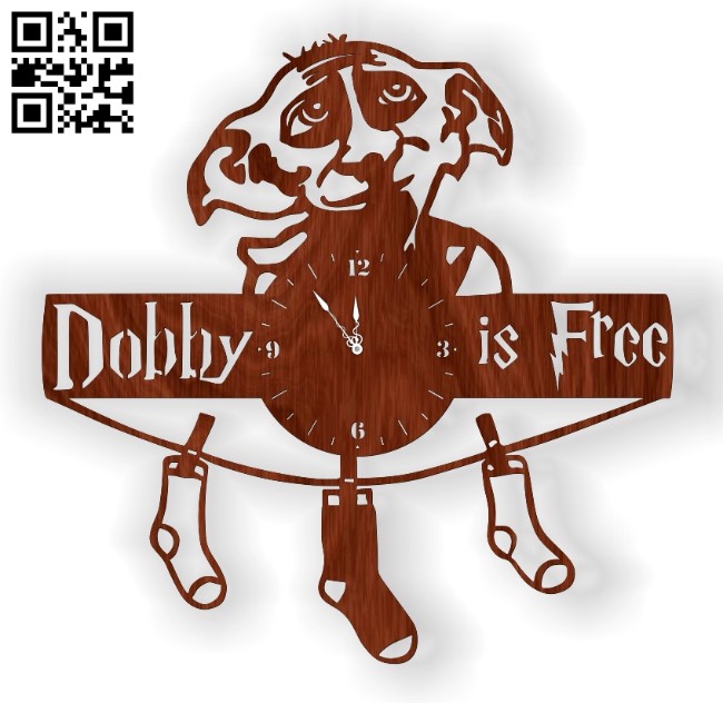 Dobby wall clock E0012922 file cdr and dxf free vector download for laser cut