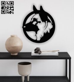 Dog with circle E0012905 file cdr and dxf free vector download for laser cut