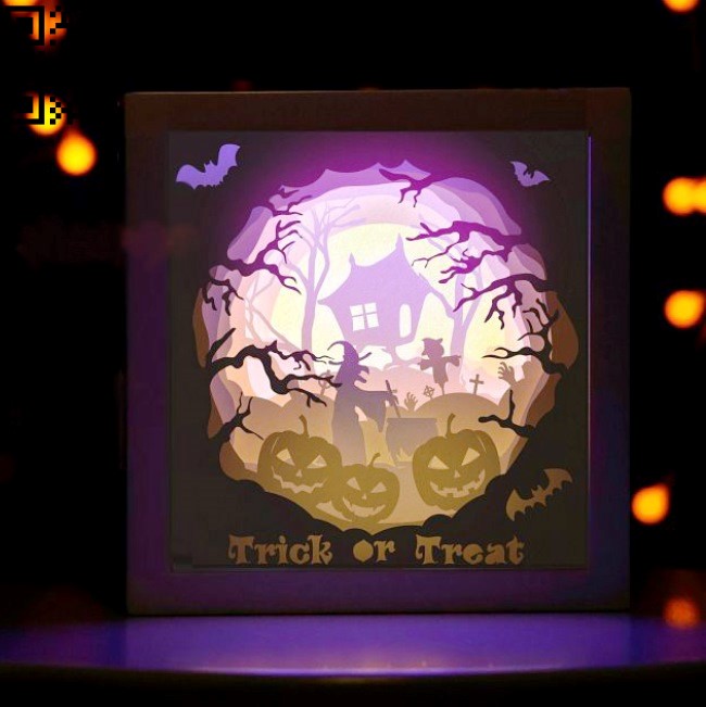 Halloween light box E0012652 file cdr and dxf free vector download for laser cut