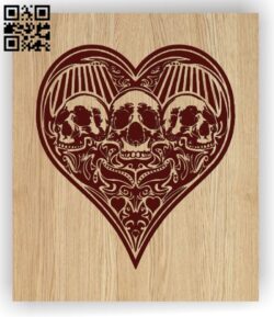 Heart Card with skull E0012775 file cdr and dxf free vector download for laser engraving machines