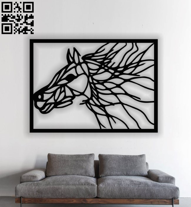Horse panel E0012641 file cdr and dxf free vector download for laser cut plasma