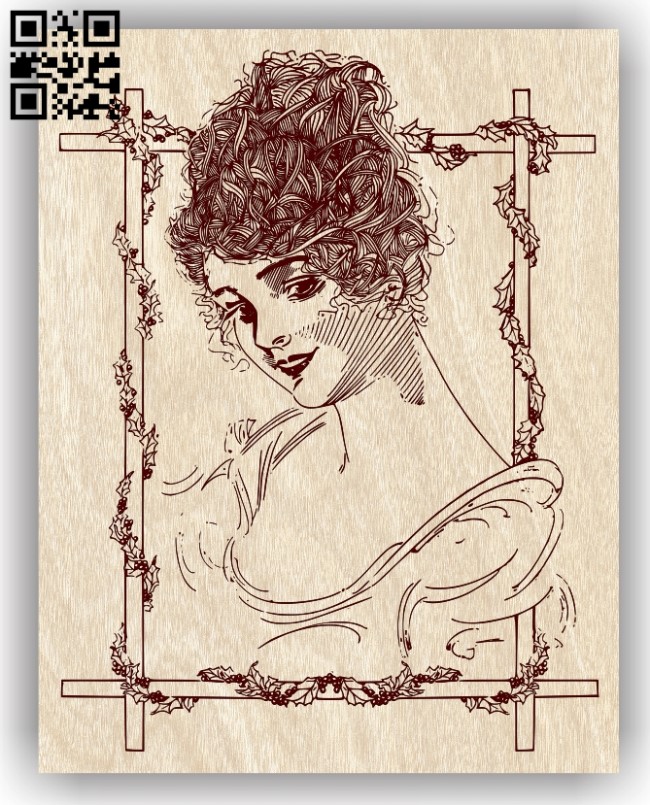 Lady with frame E0012833 file cdr and dxf free vector download for laser engraving machines