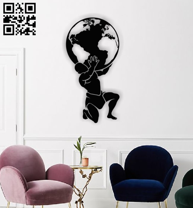 Man lifting earth E0012601 file cdr and dxf free vector download for laser engraving machines