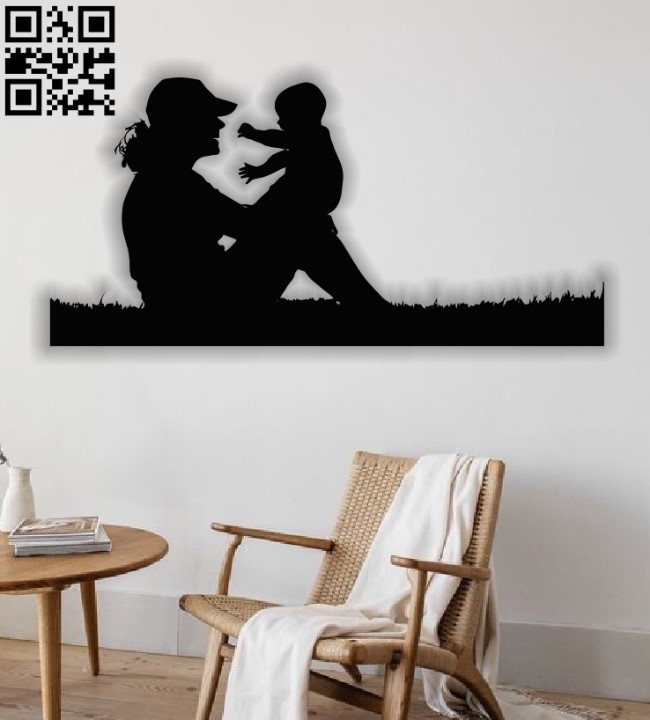 Mother and son painting E0012638 file cdr and dxf free vector download for laser cut plasma