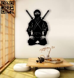 Ninja mural E0012739 file cdr and dxf free vector download for laser cut plasma