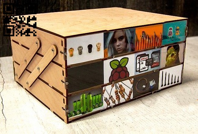 Organizer box E0012864 file cdr and dxf free vector download for laser cut 5 Organizer box E0012864 file cdr and dxf free vector download for laser cut
