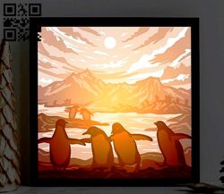 Penguin light box E0012937 file cdr and dxf free vector download for laser cut