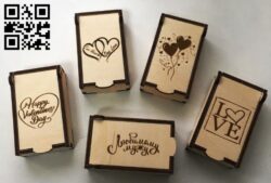 Small box for Valentine’s Day E0012707 file cdr and dxf free vector download for laser cut
