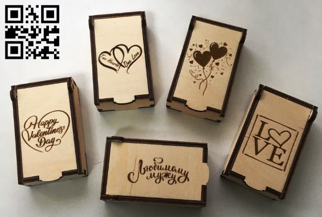 Small box for Valentine's Day E0012707 file cdr and dxf free vector download for laser cut