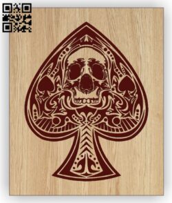 Spade Card with skull E0012774 file cdr and dxf free vector download for laser engraving machines