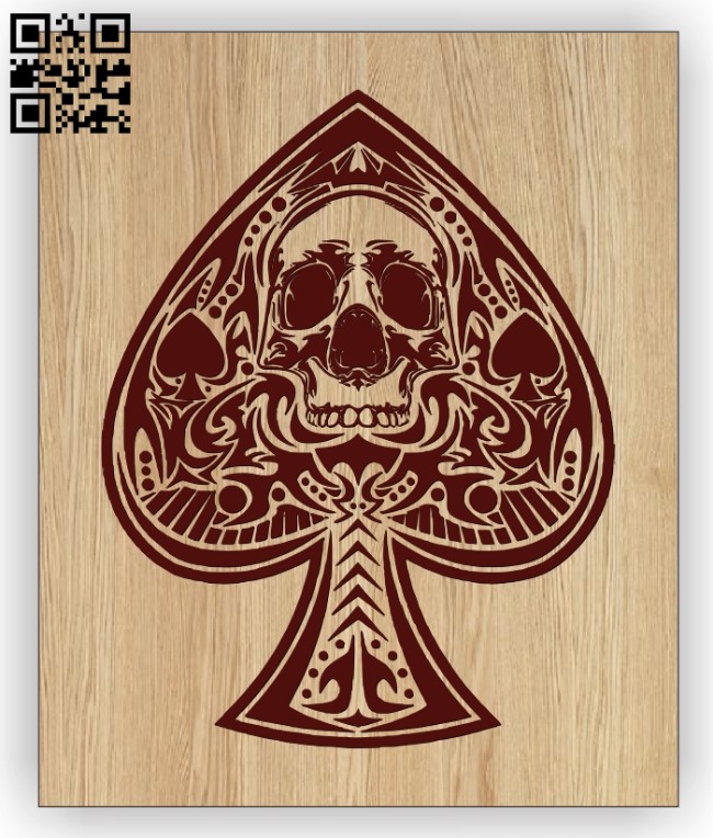 Spade Card with skull E0012774 file cdr and dxf free vector download for laser engraving machines