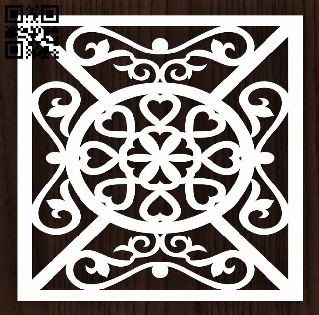 Square decoration E0012797 file cdr and dxf free vector download for laser cut