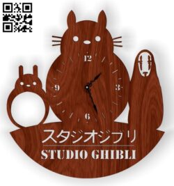 Tottorro wall clock E0012919 file cdr and dxf free vector download for laser cut